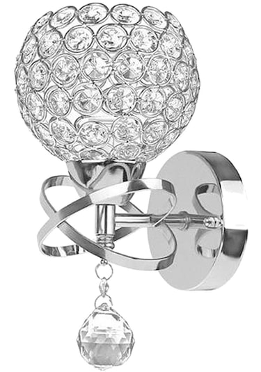Homyl Kristal Duvar Işıkları Başucu Koridor Lambası Gümüş Gümüş