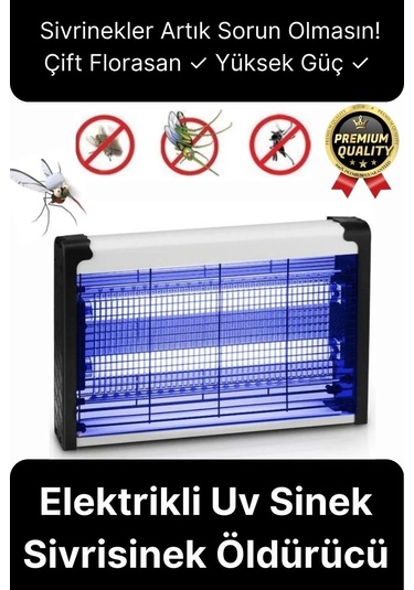 Çift Florasan Yüksek Güç Sessiz Zincir Askılı Sineksavar Elektrikli Uv Sivrisinek Öldürücü Kovucu
