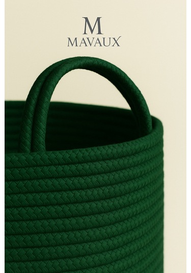 Doğal El Dokuma Hasır Jüt Sepet 20x26 Cm Dekoratif, Çok Amaçlı, Şık Ve Dayanıklı Saklama Sepeti Yeşil