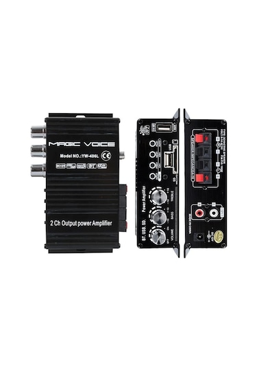 Magicvoice Yw-406l 12 Volt 100 Watt Motosiklet Bluetooth Amfi Usb/sd 2 Kanal Pazarcı - Anfi 154x80x