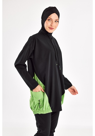 Spor Likra Tam Kapalı Tesettür Mayo Selby 1204 Siyah Siyah05 Siyah