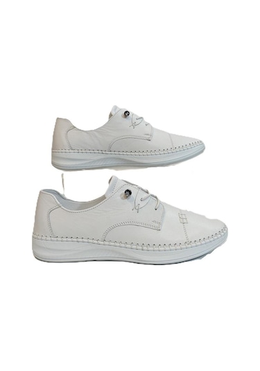 Voyager 9523 Beyaz Hakiki Deri Bayan Ayakkabı Beyaz