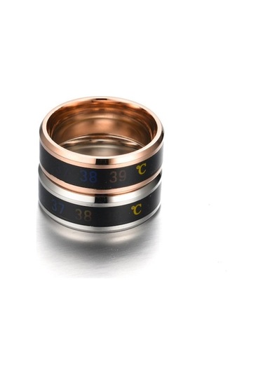 Novahub Rose Gold Paslanmaz Çelik Sıcaklık Halkası Vücut Sıcaklığı Akıllı Sıcaklık Algılama Titanyum Çelik Çift Yüzük - 13 Rose Gold