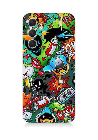Samsung Galaxy A34 Uyumlu Renli Semboller Desenli Silikon Kılıf