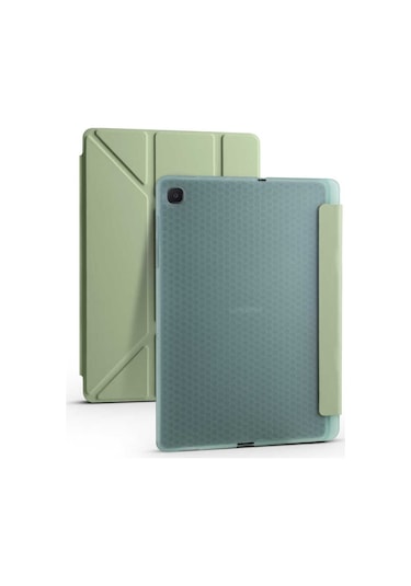 Kilifone - Galaxy Uyumlu Galaxy Tab A7 10.4 T500 2020 - Kılıf Kalem Bölmeli Stand Olabilen Origami Tri Folding Tablet Kılıfı - Açık Yeşil