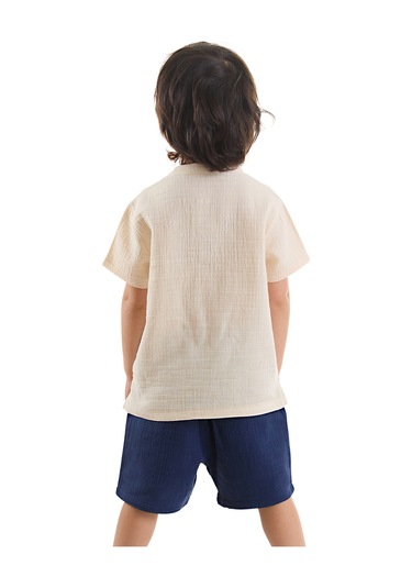 Denokids Erkek Bebek Çocuk Müslin Şort Gömlek Takım Çok Renkli