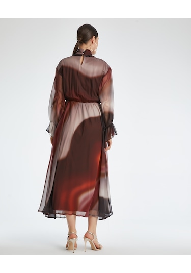 Kadın Midi Elbise - Modern Tasarım - Günlük Ve Özel Gün İçin Elbise Vizon