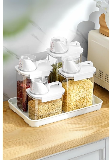 3 Lü Sızdırmaz Depolama Sıvı Toz Deterjan Saklama Kutusu-ölçekli