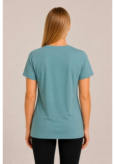 Axxel Kadın Mint Yeşil Kısa Kollu Pamuklu Oversize Rahat Kesim T-shirt-d804-k Mint Yeşili