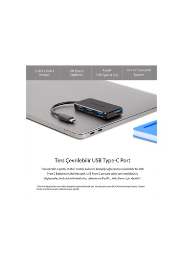 Transcend TS-HUB2C USB-C Cihazlarınız İçin 4 Portlu USB 3.1 HUB