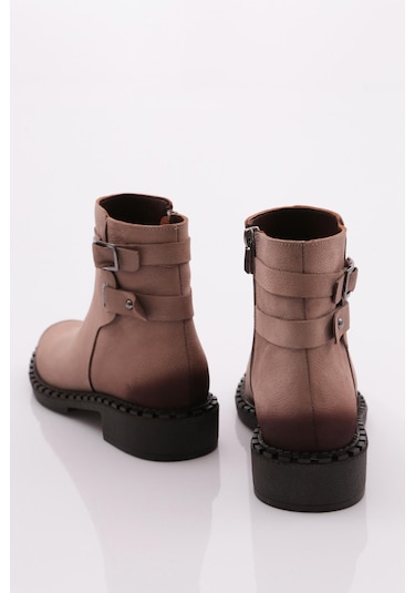 Dgn 050 Kadin Yani Kemerli Klasik Bot 050-2495-R1908 Vizon Nubuk