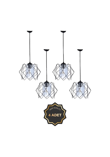 Trend Kitchen 4 Adet Silvano Koza Prizma Sarkıt Salon, Mutfak, Çocuk Odası, Koridor Avize Siyah