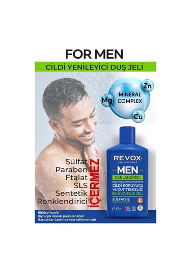 Revox Men Multi Mineral Kompleks Cildi Canlandırıcı Banyo Ve Duş Jeli 400 ML