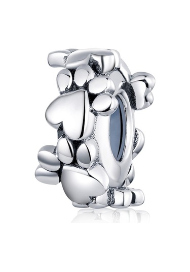 Fastbuy Kalp Boncuklu Bilezik, Som Gümüş, Ayrı Boncuk, Aşk Ayak İzleri, Renkli Gevşek Boncuk Aksesuar Çok Renkli