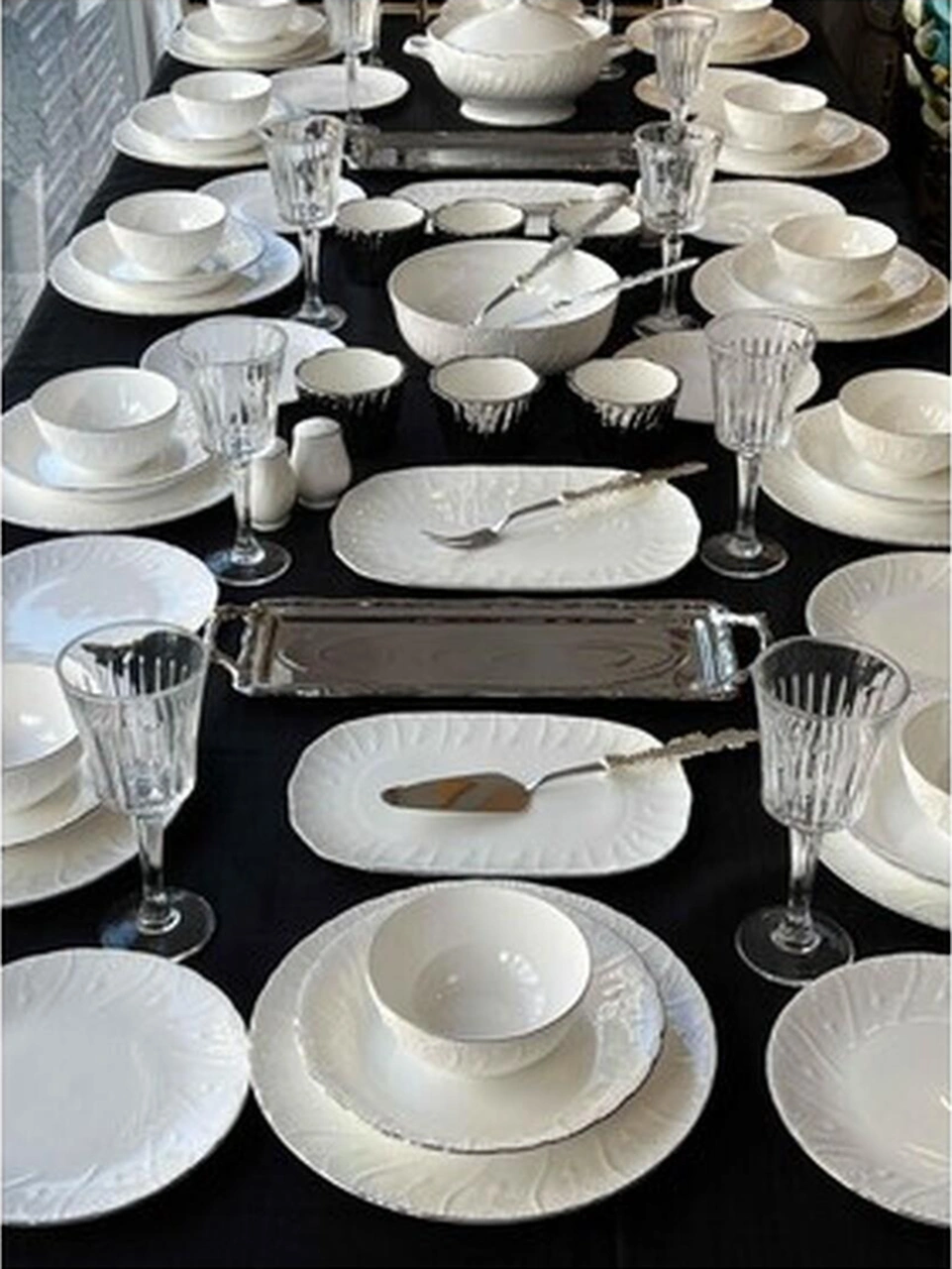 Rossev Yemek Takımı Elegance Silver 83 Parça 12 Kişilik Antrasit