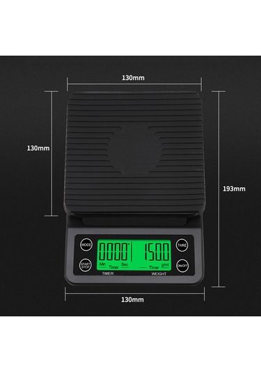 Ranyeek Kahve Ve Pastane Mutfağı İçin 0.1g Hassasiyetli 3kg Maksimum Ağırlık, Zamanlayıcı Ve Çözümleme Fonksiyonlu Siyah Abs Elektro Nikal Tartı Pil Dahil Değil Siyah