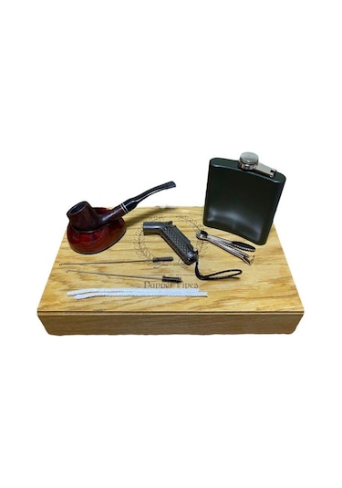 Dapper Gül Ağacı Balsa Filtre 7 Oz Çelik Mataralı Pipo Seti 605954x509464