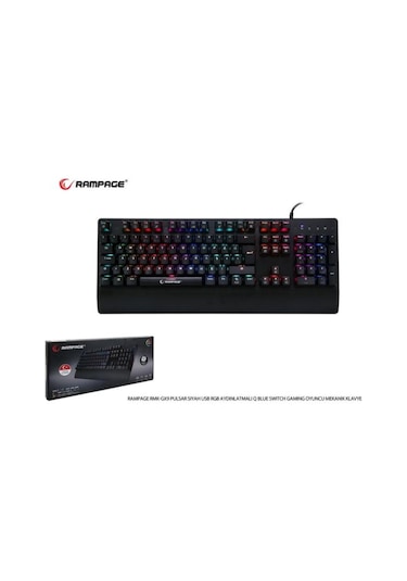 Rampage RMK-GX9 PULSAR Usb Kablolu RGB Aydınlatmalı Blue Switch Mekanik Gaming Q Klavye