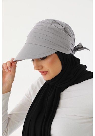 Safari Bağlamalı Gri Siperli Bandana Vizör Gri