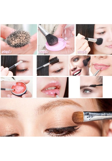 Sones 5'i 1 Arada Pembe Çizgili Desenli Profesyonel Makyaj Araç Seti