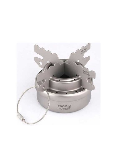 Pazly Lixada Outdoor Titanyum Alkollü Ocak Ve Raf Kombo Seti Mini Ultra Hafif Kamp Ocağı Gümüş