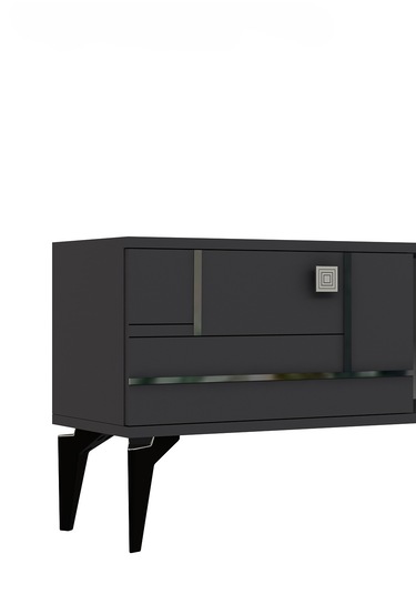 Maddera Şömineli Tv Ünitesi Takımı Antrasit-gümüş