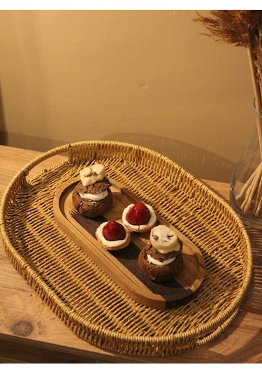 Hasır Rattan Oval Tepsi Geniş Boy Diğer