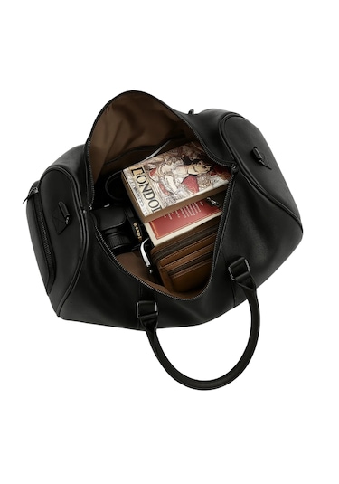 Seyahat Çantası Ayakkabı Bölmeli Spor Deri Siyah