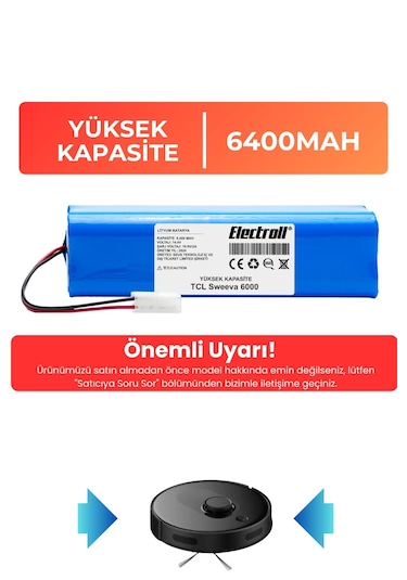 Tcl Sweeva 6000m Robot Süpürge Bataryası Yüksek Kapasite
