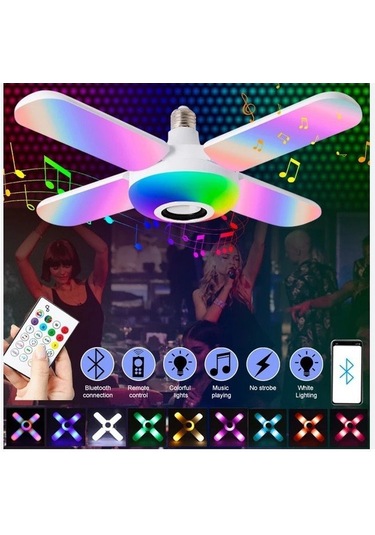 Helios Hs 2092 36 Watt 4 Kollu Bluetooth Hoparlör Müzik Çalar Led Ampul Beyaz