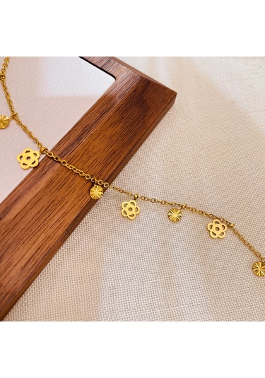 Sones Opk Gz196 Paslanmaz Çelik İskelet Çiçek Bileklik Altın