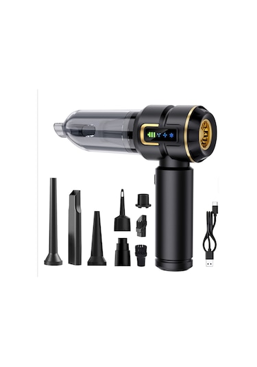 Turbo 16.000 Pa Emiş Gücü Uzun Şarj Süreli Araç Süpürgesi Ev Araba Şarjlı Süpürge