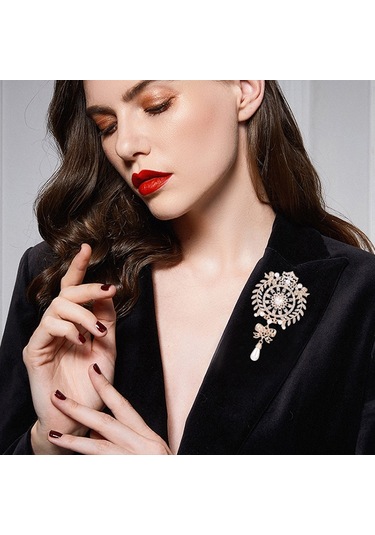 Sones 2 Adet Taç Broş İnci Kelebek Saçaklı Broş Gümüş