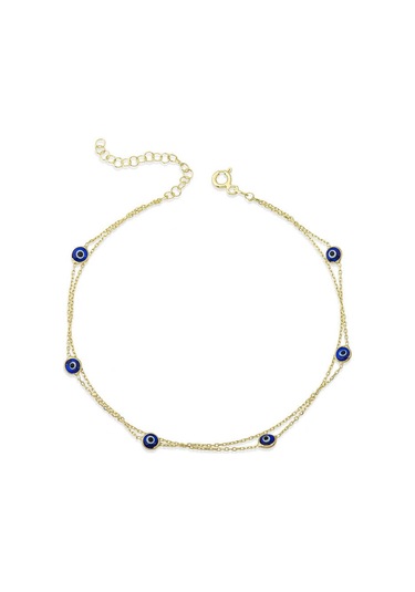 Blackcraft Gümüş Gold Çift Zincirli Nazar Halhal Bc-6ec565 Renkli