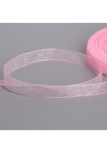 Pembe 50 Yards/rulo Dıy Organze Kurdele Hediye Paketleme 12mm Parti Düğün Dekorasyon Kumaşı