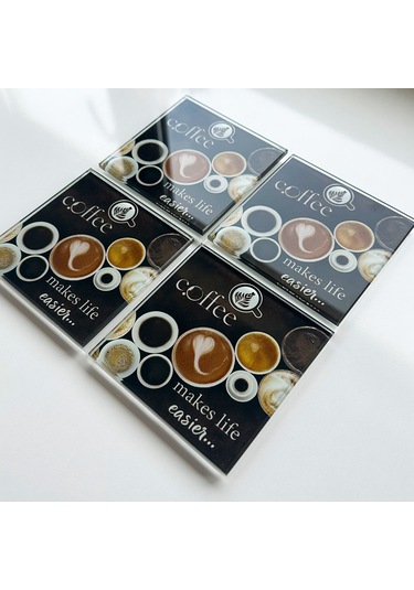 Decorita Cam Bardak Altlığı | Makes Life Easier | 4'lü Takım Çok Renkli