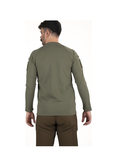 Taktik Uzun Kollu Cepli Tişört - Haki Erkek Outdoor & Güvenlik Giyim Haki
