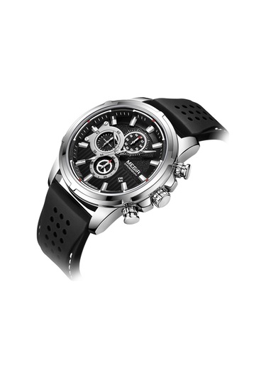 Yunboo Megir 2101 Erkek Kol Saati - Kuvars Hareketli, 3atm Su Geçirmez, Büyük Ekran, Takvim, Kronometre, Silikon Kordon, Siyah Kadran Ve Kasa Çok Renkli