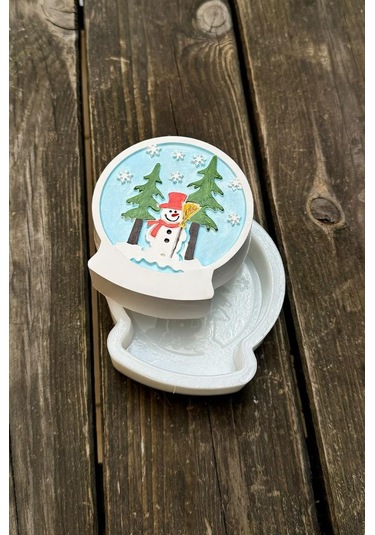 2d Kar Küresi Kardan Adam Desenli Silikon Mum Kalıbı