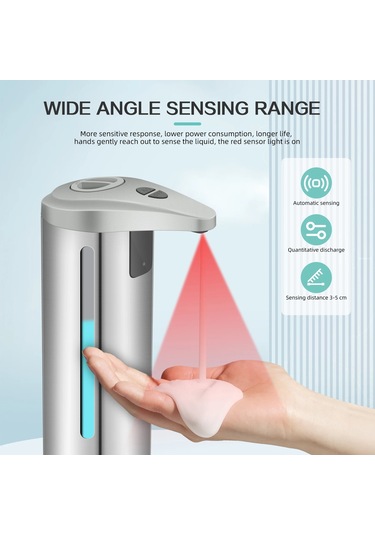 Siyah-otomatik Sıvı Sabunluk Fotoselli Sensör Banyo Akıllı Köpük Makinesi 280 Ml Kızılötesi Sıvı Sabunluk Pompa Kabı