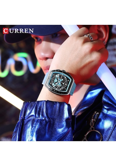 Curren 8443 Quartz Kol Saati-orjinal Kutusunda Mavi Gümüş