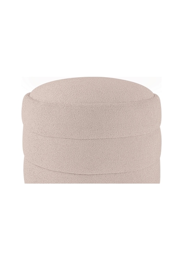 Gazzini Furniture Diana Slim Line Luxury Puf Havlu Kumaş Silindir Makyaj Masası Pufu Krem