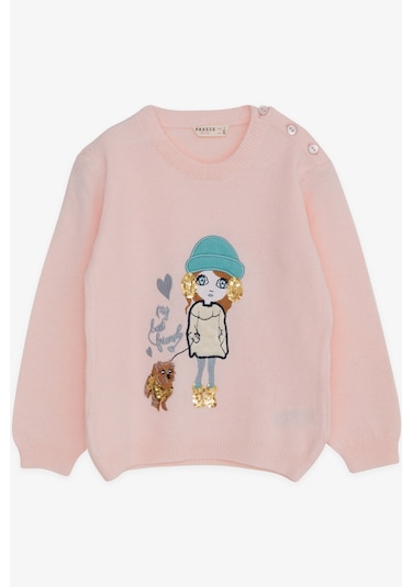 Breeze Kız Çocuk Triko Kazak Pullu Nakışlı Kız Baskılı 1.5-5 Yaş, Pudra Breeze Kız Çocuk Triko Kazak Pullu Nakışlı Kız Baskılı 1.5-5 Yaş, Pudra