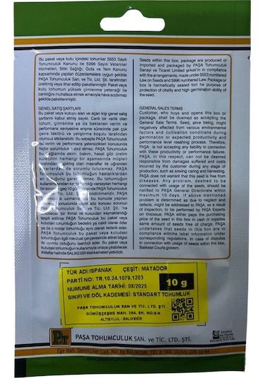 Paşa Ispanak Tohumu 10 Gr