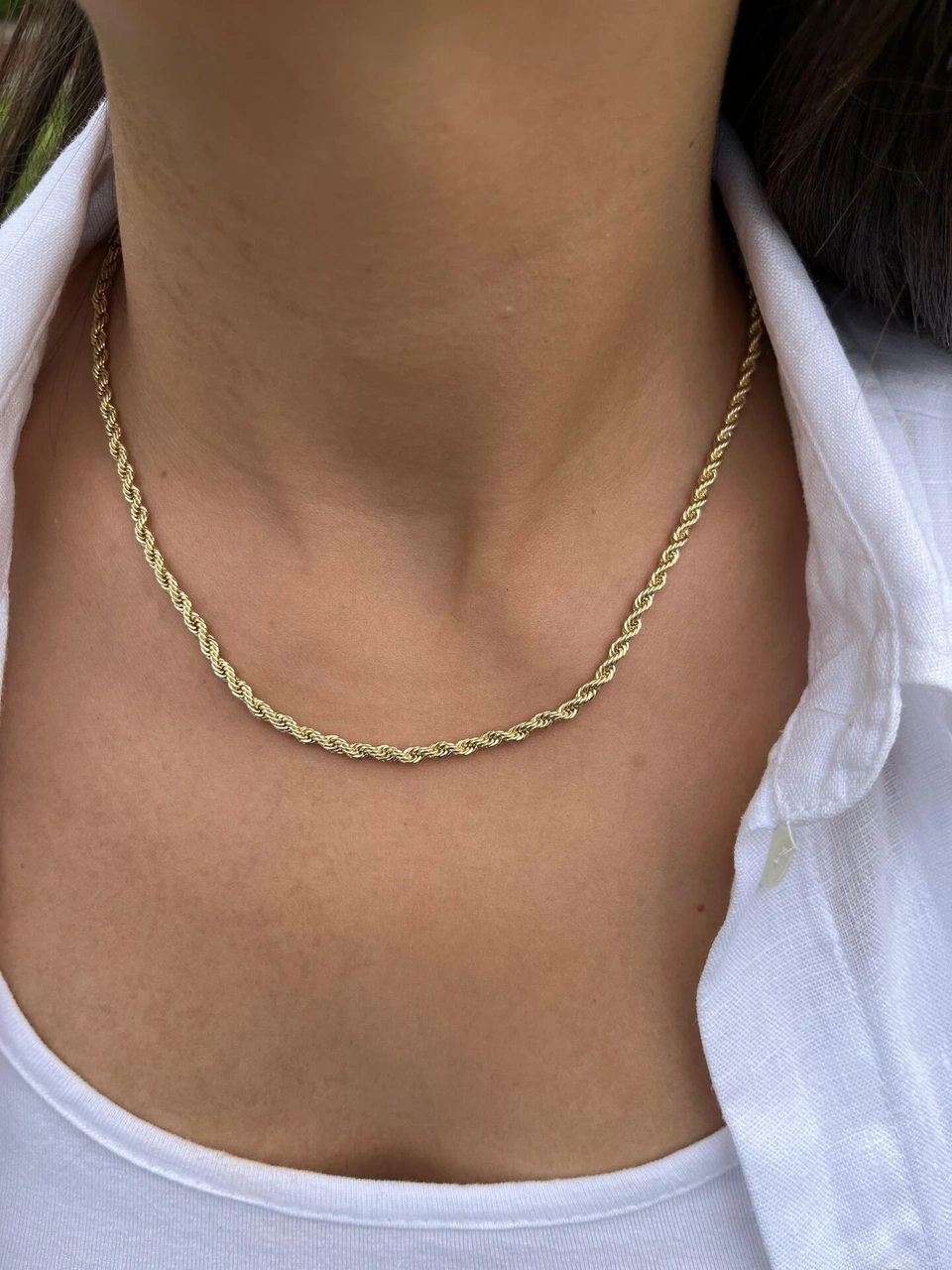 Altın Renkli İnce Burgu Zincir Kolye Çok Renkli