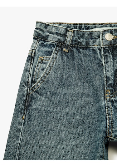 Koton Pamuklu Oversize Cepli Denim Balon Pantolon Lacivert 6skb40050td