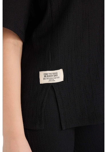 DeFacto Kız Çocuk Bürümcük 2'li Takım Kısa Kollu Tişört İspanyol Paça Tayt E5035A825SMBK81 Siyah DeFacto Kız Çocuk Bürümcük 2'li Takım Kısa Kollu Tişört İspanyol Paça Tayt E5035A825SMBK81 Siyah