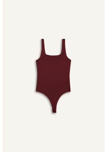 Defacto Kare Yaka Askılı Çıtçıtlı Body F8245ax25aubr115 Bordo-br115