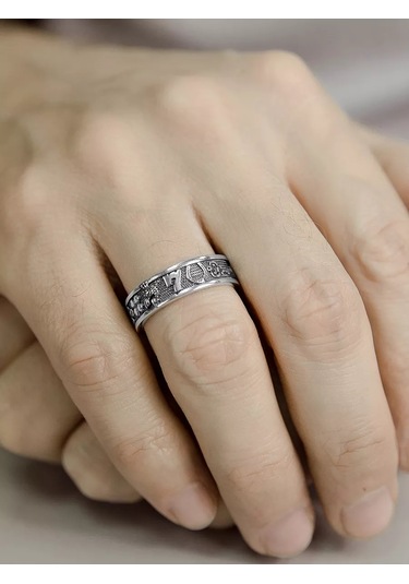 Zolotoj Merkurij Yedi Mutluluk Sembolü Gümüş Koruyucu Yüzük Uğur 39665316 Gri