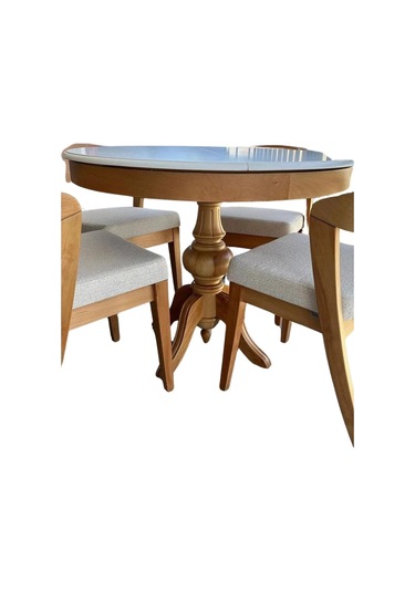 Lindon Baba Ayak Yuvarlak Açılır Masa 110x110 Naturel